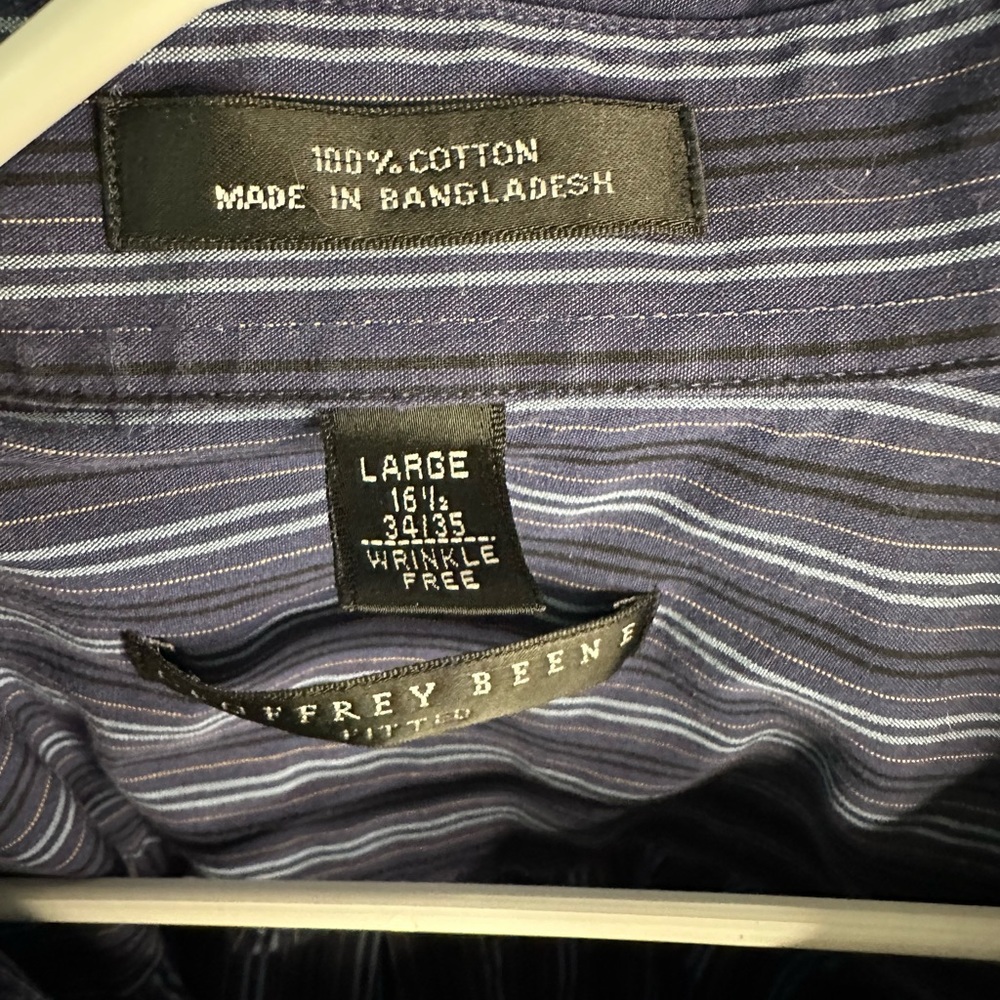 Mens button up navy stripe shirt